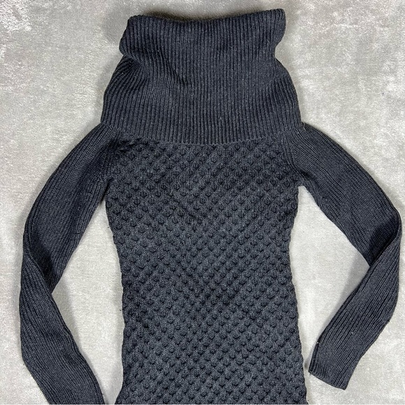 Alice + Olivia Dress Womens XS Honeycomb Cable Knit Wool Cowl Neck Sweater Mini - Picture 4 of 9